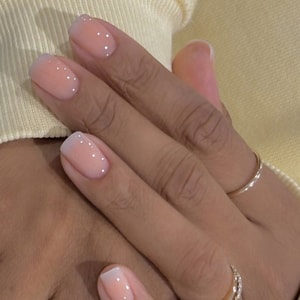 Enchanting Elegance Soft Short Square Pale Pink with Subtle Shimmer Press On Nail Set