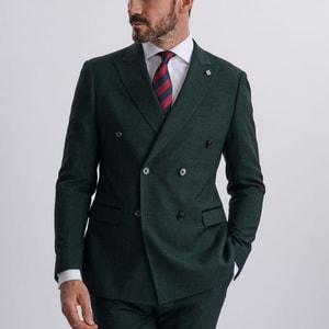 Regent Olive Double-Breasted Two Piece Suit