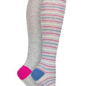 Womens Bamboo Plain & Patterned Knee High Socks with Smooth Toe Seams 2-Pair