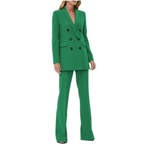 SoloveDress Piece Solid Suit Peak Lapel Double Breasted Pants Set