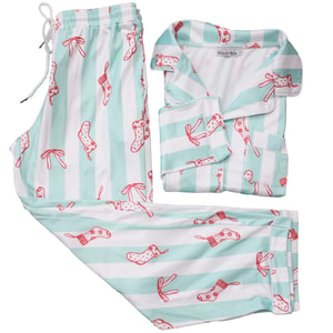 Green Striped Pajama Set