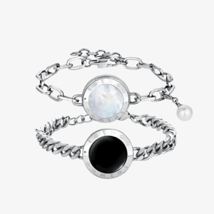 Soulmate 2.0 Touch Bracelets(Silver Cuban Chain+Silver Paperclip Chain)