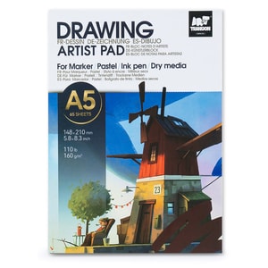 TRANSON Artist Mix Media Sketchbook Marker Pad, 5.8&rdquo;x8.3&rdquo; 65 Sheets A5 Art Papers, 110lb/160gsm