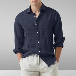 Cotton Linen Shirts for Men Causal Long Sleeve