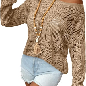 Crochet Tops Off The Shoulder Sweaters