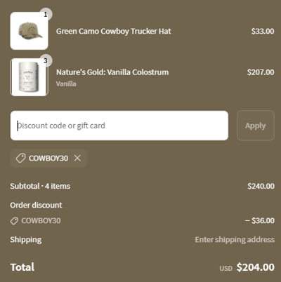Proof of working Cowboy Colostrum promo codes and where to put or use Cowboy Colostrum coupon, added on 2025-04-08 00:00:00.