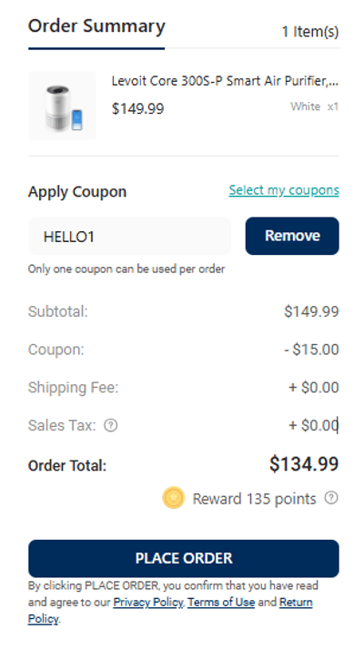 Proof of working VeSync discount codes and where to put or use VeSync coupon, added on 2025-02-05 00:00:00.