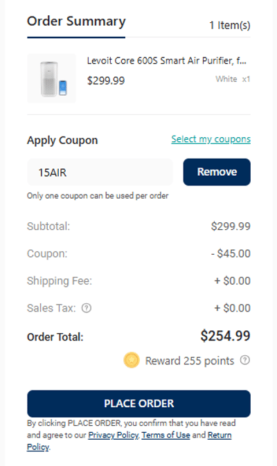 Proof of working VeSync discount codes and where to put or use VeSync coupon, added on 2025-02-05 00:00:00.