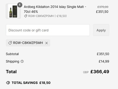 Proof of working The Really Good Whisky Company voucher codes and where to put or use The Really Good Whisky Company coupon, added on 2025-02-07 07:21:05.