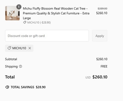 Proof of working MichuPet discount codes and where to put or use MichuPet coupon, added on 2025-02-22 00:00:00.