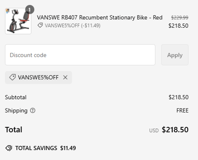 Proof of working Vanswe Fitness promo codes and where to put or use Vanswe Fitness coupon, added on 2025-03-03 00:00:00.