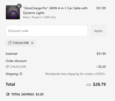 Proof of working ChubbyCable promo codes and where to put or use ChubbyCable coupon, added on 2025-03-04 00:00:00.