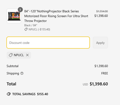Proof of working Nothing Projector promo codes and where to put or use Nothing Projector coupon, added on 2025-04-09 00:00:00.
