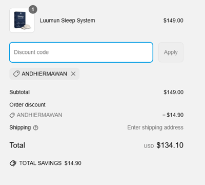 Proof of working Luumun Sleep coupon codes and where to put or use Luumun Sleep coupon, added on 2025-04-29 00:00:00.