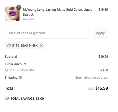 Proof of working My Young Beauty promo codes and where to put or use My Young Beauty coupon, added on 2025-05-19 00:00:00.