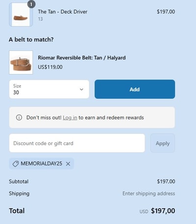 Proof of working Riomar Shoes discount codes and where to put or use Riomar Shoes coupon, added on 2025-05-23 08:53:56.