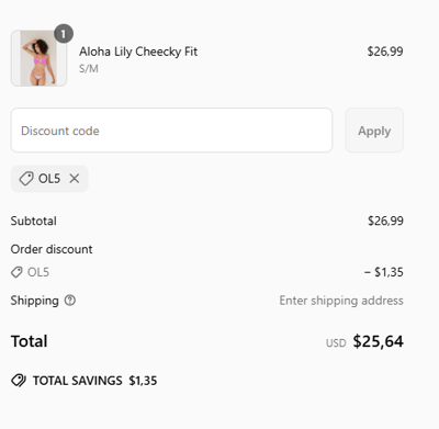Proof of working OlaLily promo codes and where to put or use OlaLily coupon, added on 2025-06-09 00:00:00.