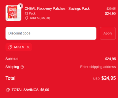 Proof of working CHEAL discount codes and where to put or use CHEAL coupon, added on 2025-06-12 00:00:00.