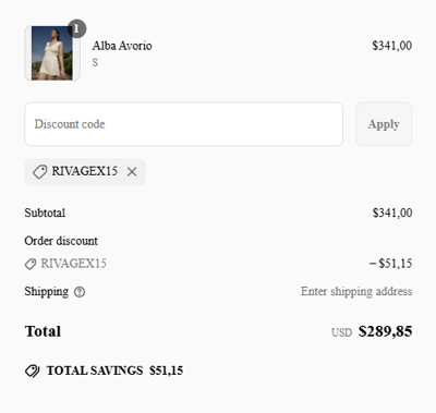 Proof of working Rivage Swimwear promo codes and where to put or use Rivage Swimwear coupon, added on 2025-06-23 00:00:00.