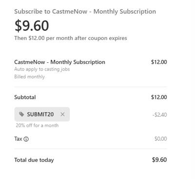 Proof of working CastmeNow discount codes and where to put or use CastmeNow coupon, added on 2025-07-01 00:00:00.