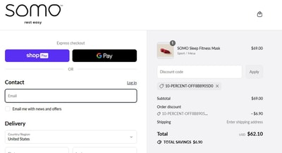 Proof of working SOMO Sleep Fitness promo codes and where to put or use SOMO Sleep Fitness coupon, added on 2025-07-02 00:00:00.