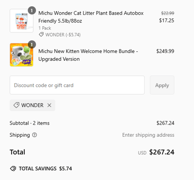 Proof of working MichuPet discount codes and where to put or use MichuPet coupon, added on 2024-10-24 00:00:00.