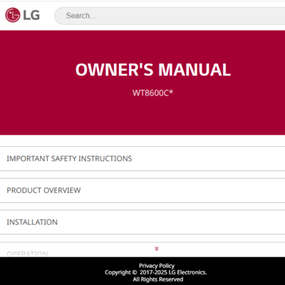 LG WT8600CB owner’s manual