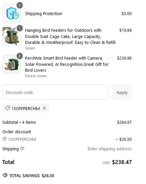 proof of working PerchMe coupon codes 15OFFPERCHM