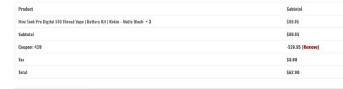 proof of working Rokin Vapes coupon codes 420