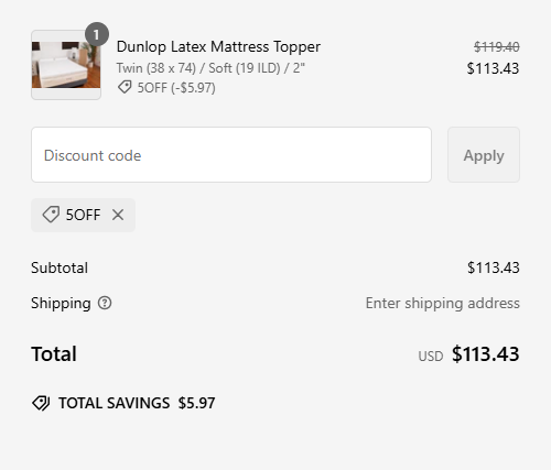 proof of working Latex Mattress Factory discount codes 5OFF