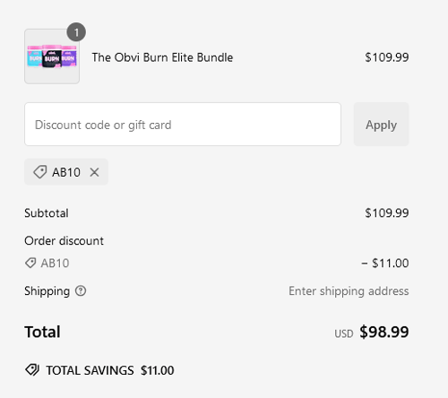 proof of working Obvi discount codes AB10