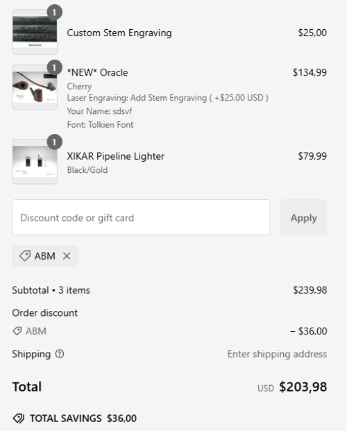 proof of working MacQueen Pipes discount codes ABM