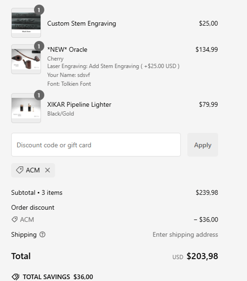 proof of working MacQueen Pipes discount codes ACM