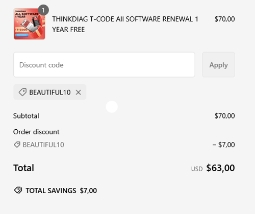 proof of working ThinkCar coupon codes BEAUTIFUL10