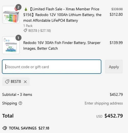 proof of working Redodo Power coupon codes BEST8