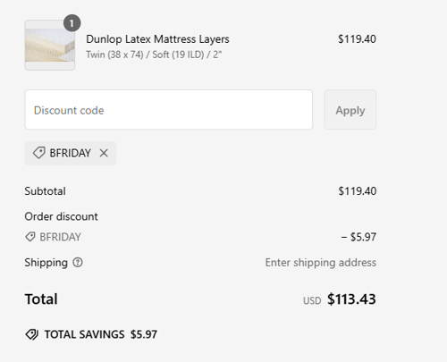 proof of working Latex Mattress Factory discount codes BFRIDAY