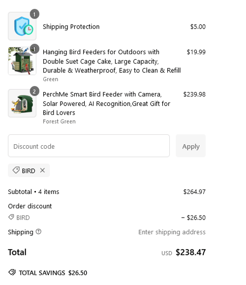 proof of working PerchMe coupon codes BIRD