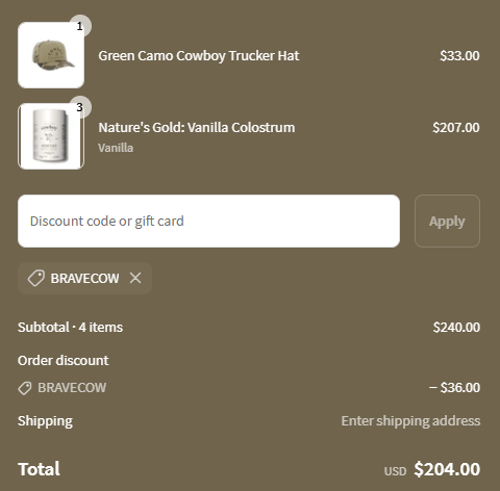 proof of working Cowboy Colostrum discount codes BRAVECOW