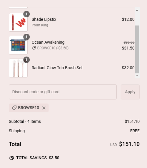 proof of working IBY Beauty coupon codes BROWSE10