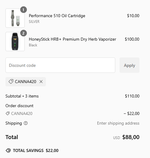 proof of working HoneyStick coupon codes CANNA420