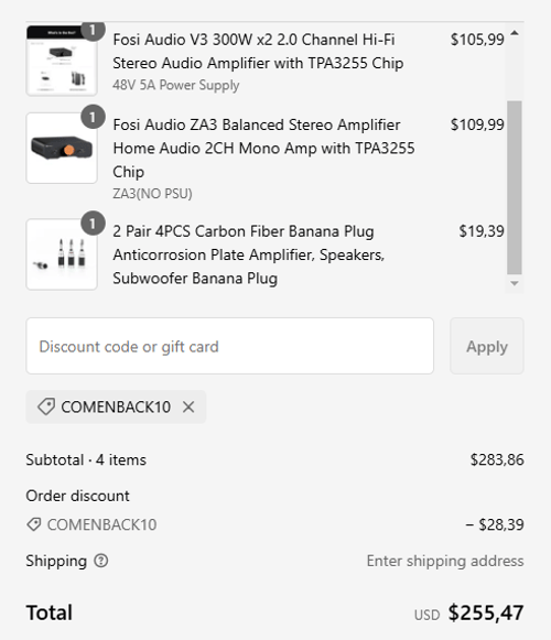proof of working Fosi Audio coupon codes COMENBACK10
