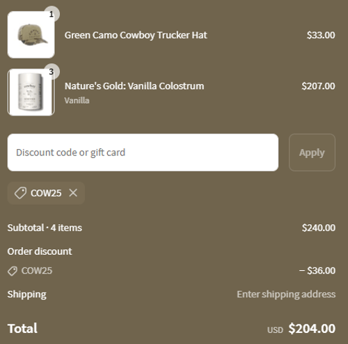proof of working Cowboy Colostrum discount codes COW25