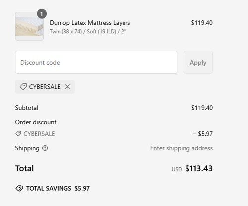 proof of working Latex Mattress Factory discount codes CYBERSALE