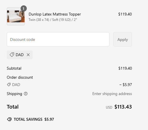proof of working Latex Mattress Factory discount codes DAD