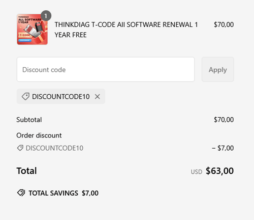 proof of working ThinkCar coupon codes DISCOUNTCODE10