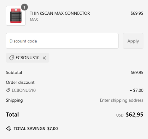 proof of working ThinkCar coupon codes ECBONUS10