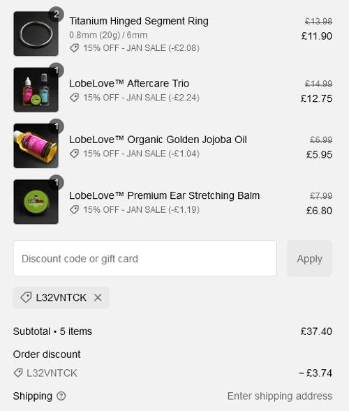 proof of working Stretch It Body Jewellery discount codes L32VNTCK