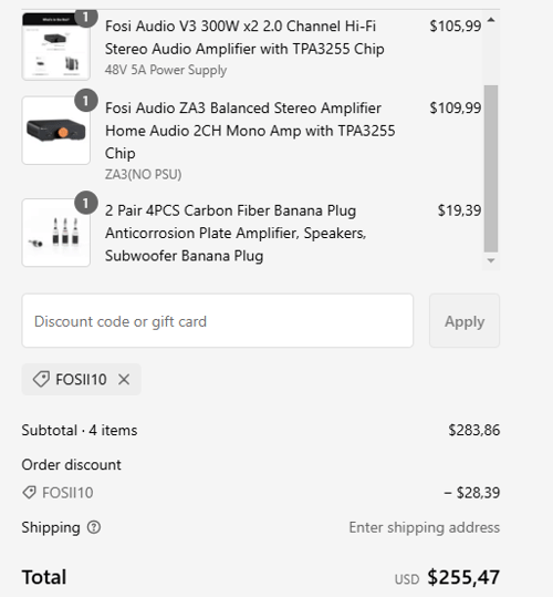 proof of working Fosi Audio coupon codes FOSII10