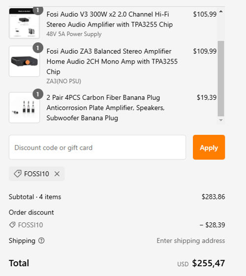 proof of working Fosi Audio coupon codes FOSSI10