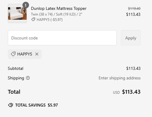 proof of working Latex Mattress Factory discount codes HAPPY5
